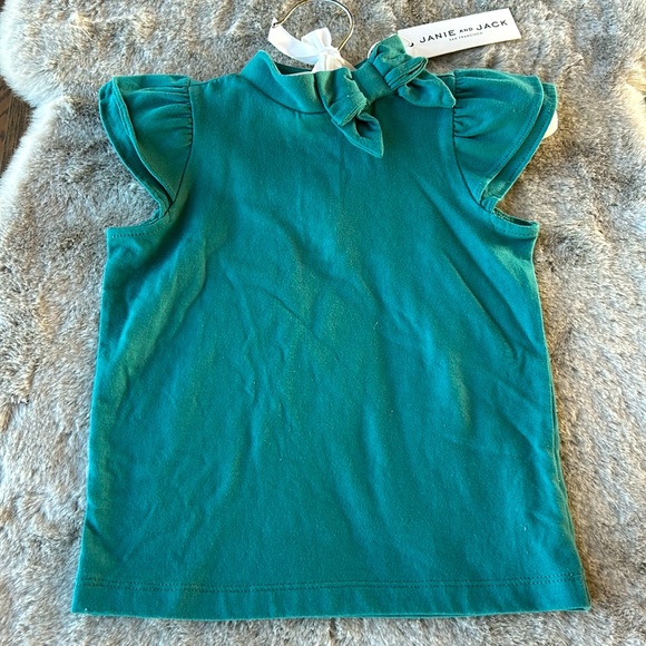 Janie and Jack Other - JANIE & JACK NWT teal mock neck with bow accent and ruffle short sleeve top 2T